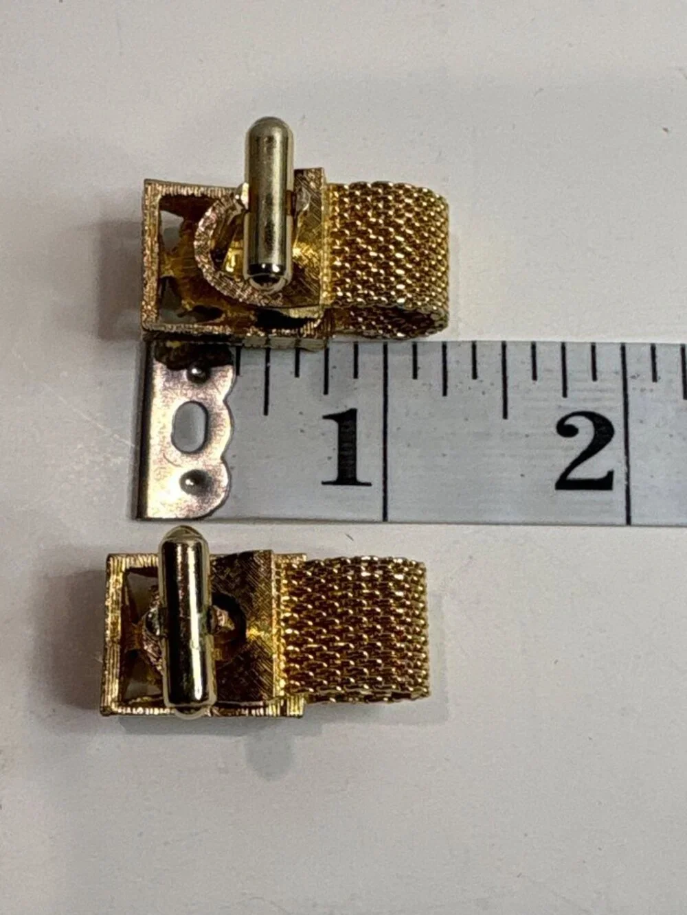 Vintage Swank Gold Mesh Wrap Cufflinks December Birthstone Blue Zircon MCM Box